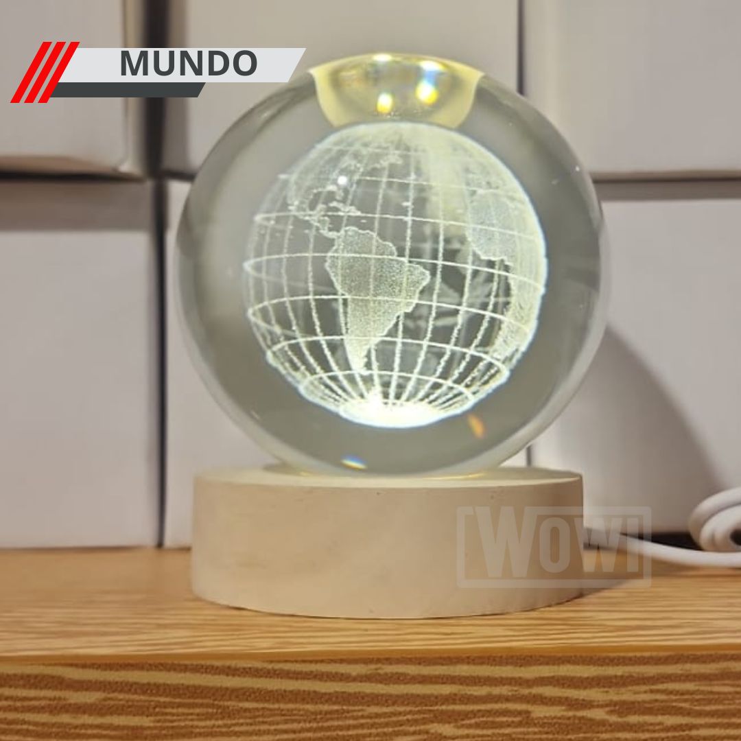 Inspiral Led™  Lampara Led Bola De Cristal Base de Madera