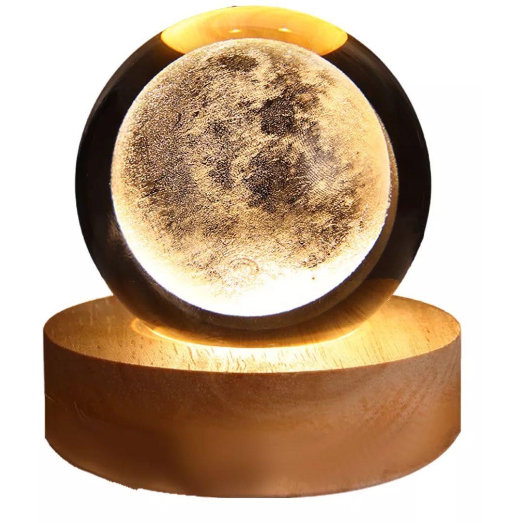 Inspiral Led™  Lampara Led Bola De Cristal Base de Madera