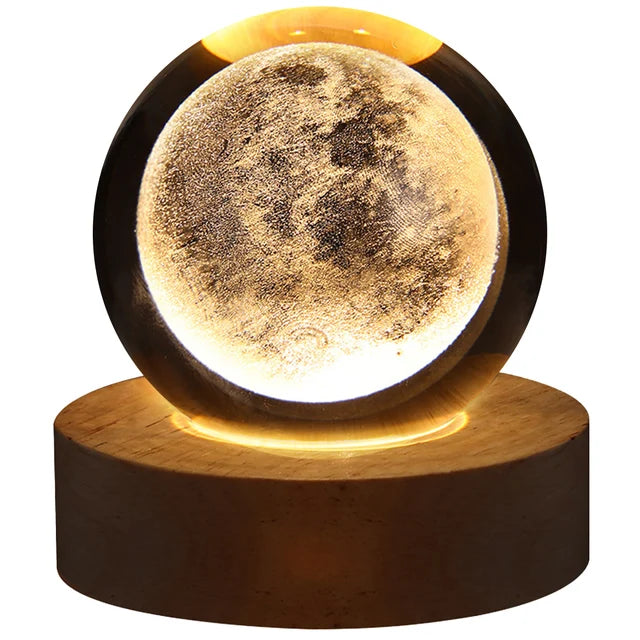 Inspiral Led™  Lampara Led Bola De Cristal Base de Madera